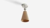 Workstead Pendolo Flush Mount Small, Brushed Nickel with Natural Burlap shade