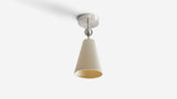 Workstead Pendolo Flush Mount Small, Brushed Nickel with Natural Linen shade