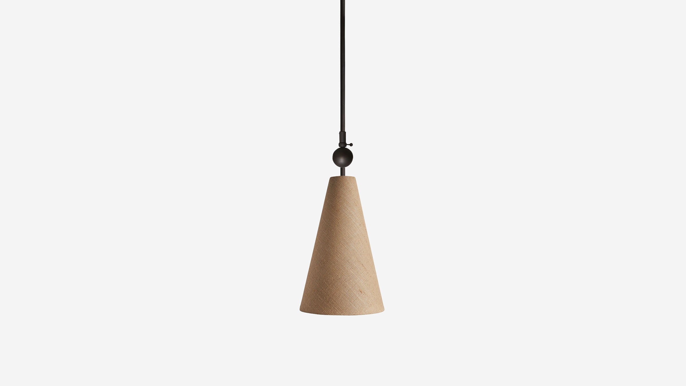 Workstead Pendolo Pendant I Large, Hand Finished Bronze with Natural Burlap shade