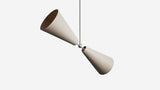 Workstead Pendolo Pendant II Large, Brushed Nickel with Natural Linen shade