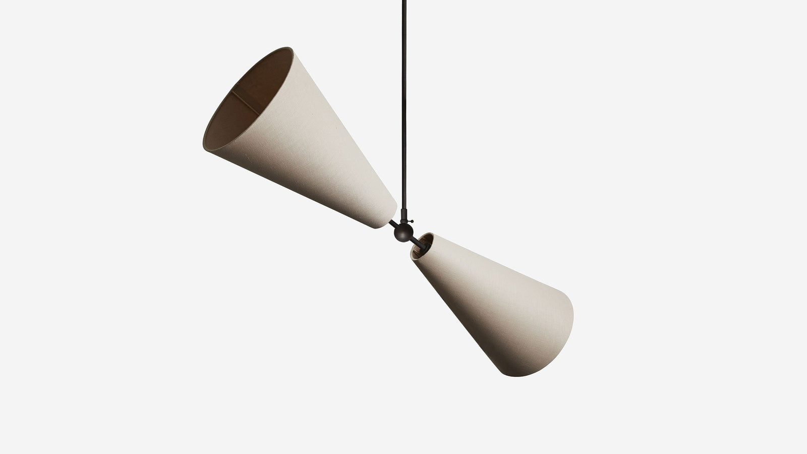 Workstead Pendolo Pendant II Large, Hand Finished Bronze with Natural Linen shade