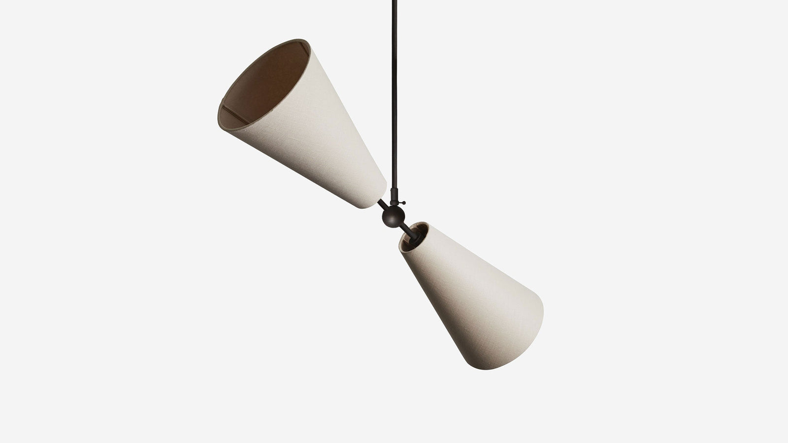 Workstead Pendolo Pendant II Medium, Hand Finished Bronze with Natural Linen shade