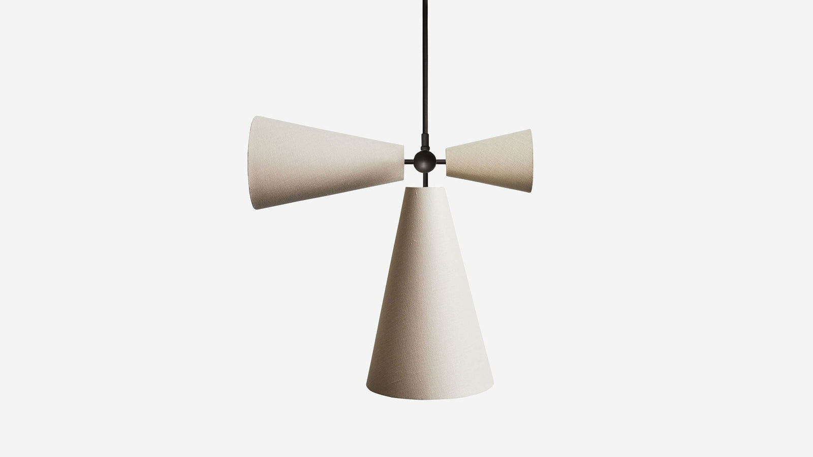Workstead Pendolo Pendant III, Hand Finished Bronze with Natural Linen shade