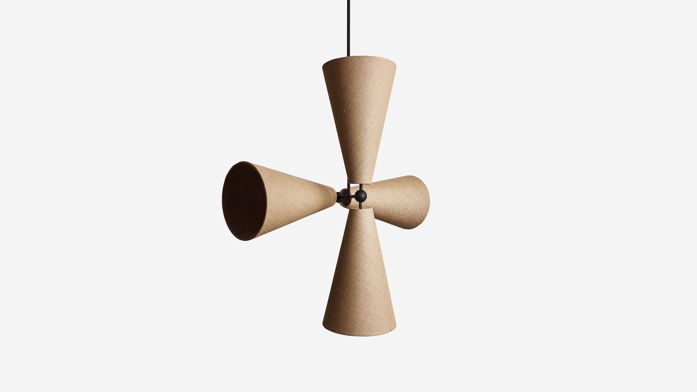 Workstead Pendolo Pendant IV Large, Hand Finished Bronze with Natural Burlap shade