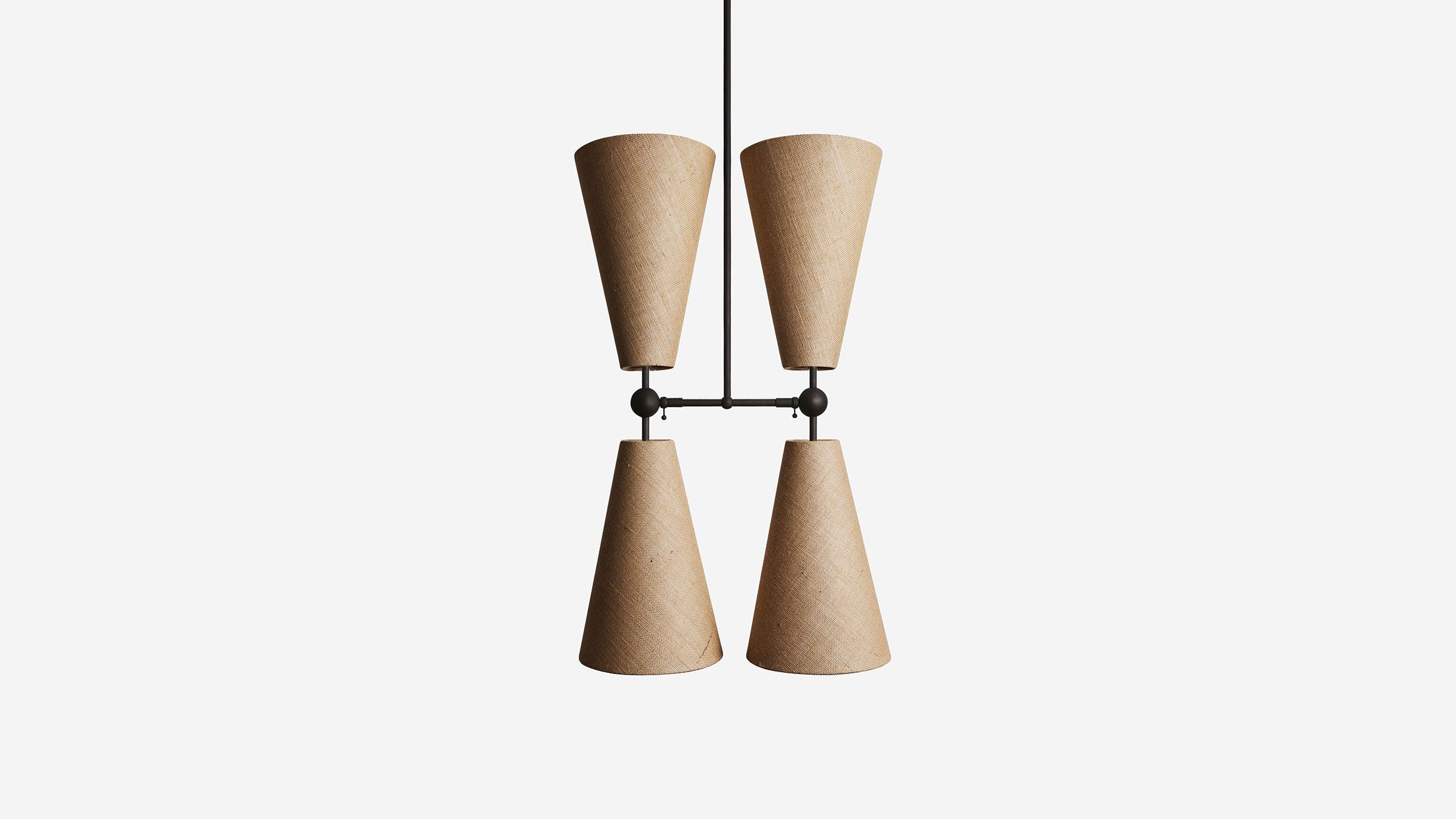 Workstead Pendolo Pendant IV Medium, Hand Finished Bronze with Natural Burlap shade