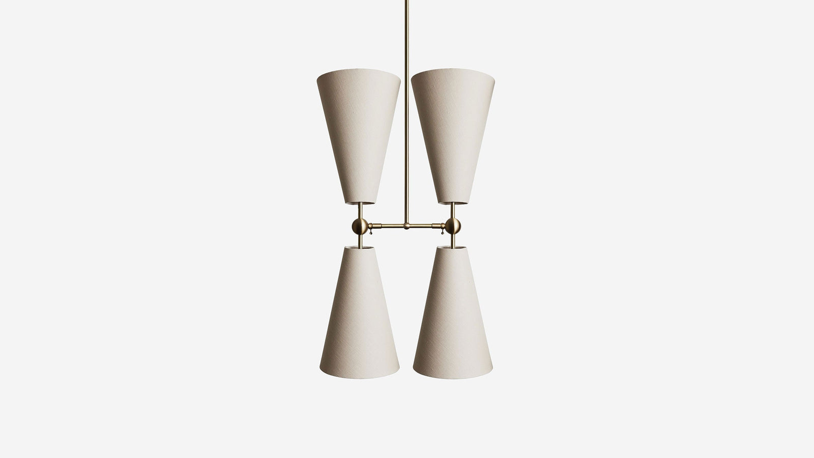 Workstead Pendolo Pendant IV Medium, Hewn Brass with Natural Linen shade