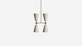 Workstead Pendolo Pendant IV Small, Hewn Brass with Natural Linen shade