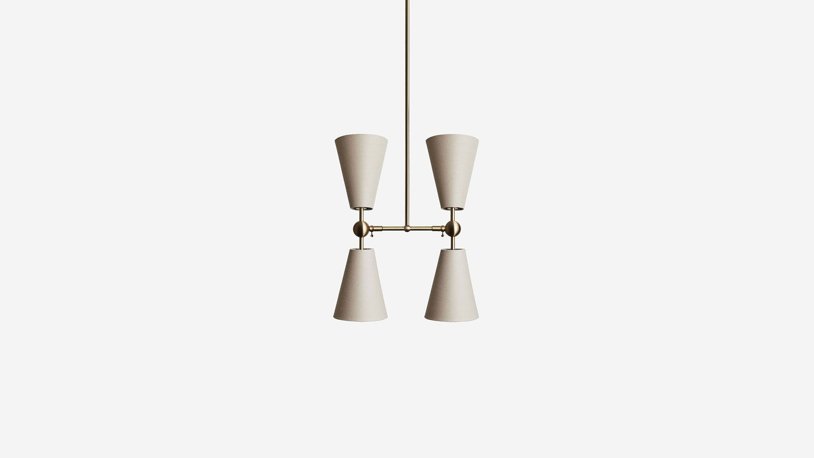 Workstead Pendolo Pendant IV Small, Hewn Brass with Natural Linen shade