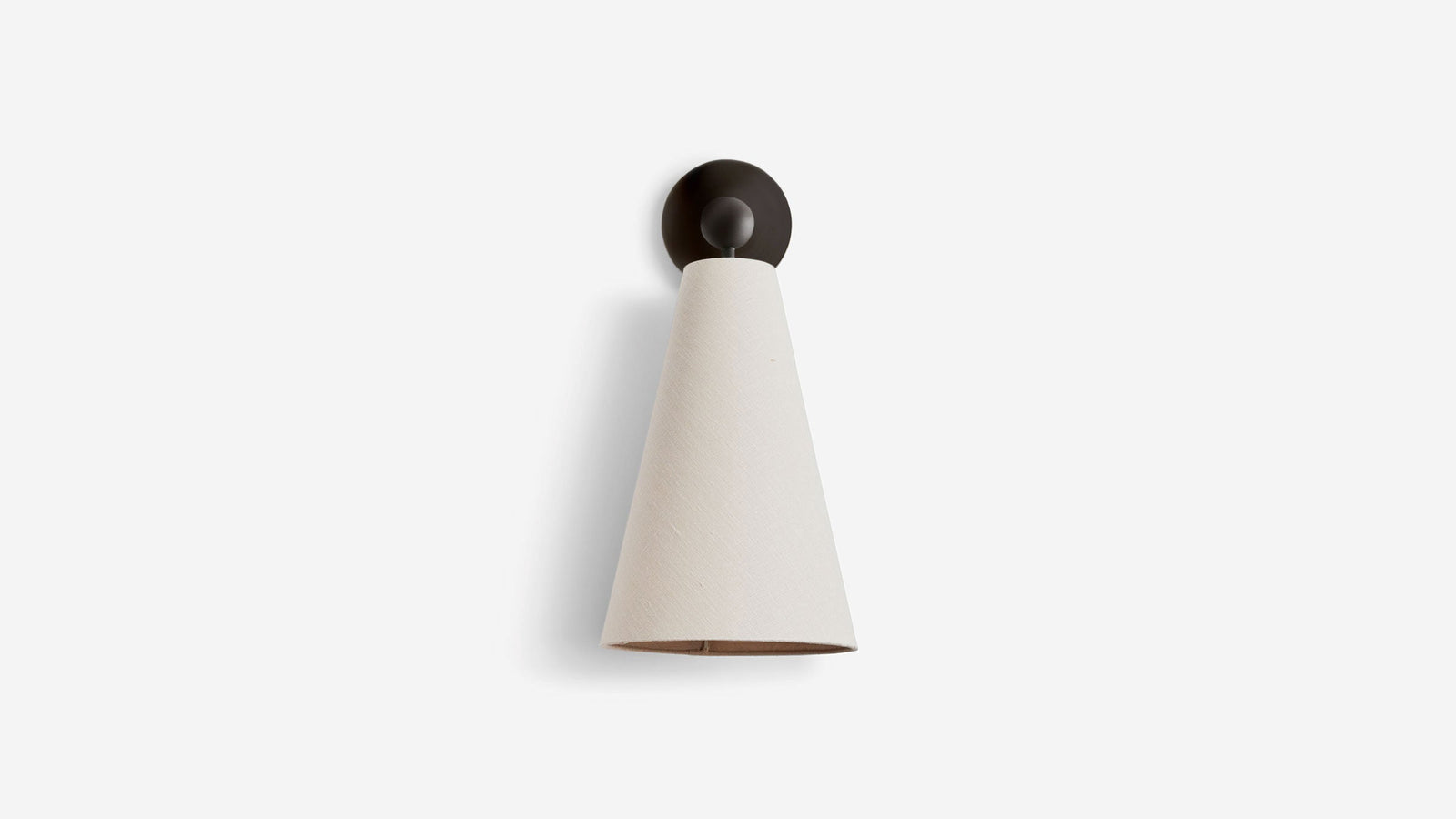 Workstead Pendolo Sconce Medium in Hand Finished Bronze with Natural Linen shade