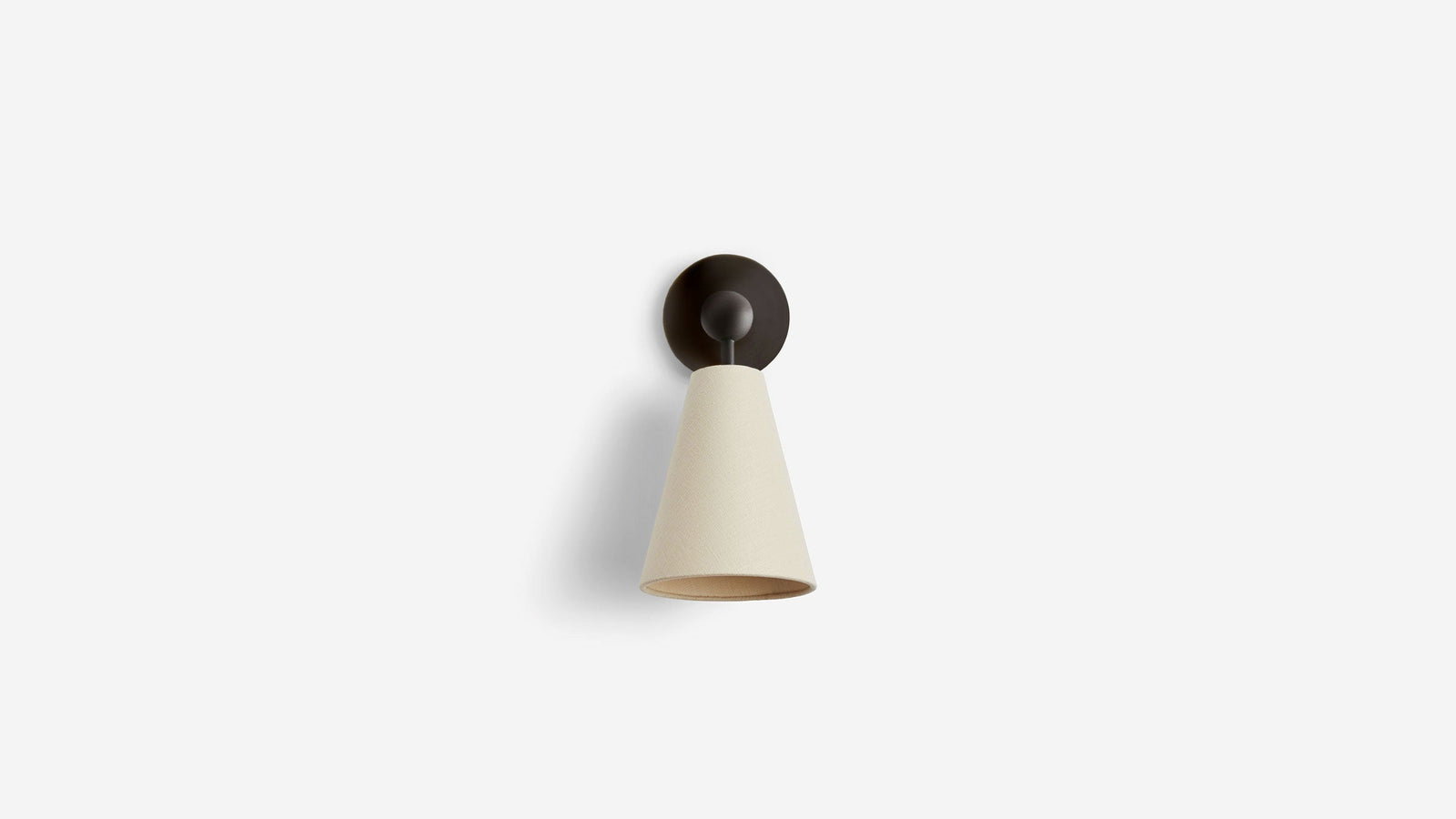 Workstead Pendolo Sconce Small in Hand Finished Bronze with Natural Linen shade