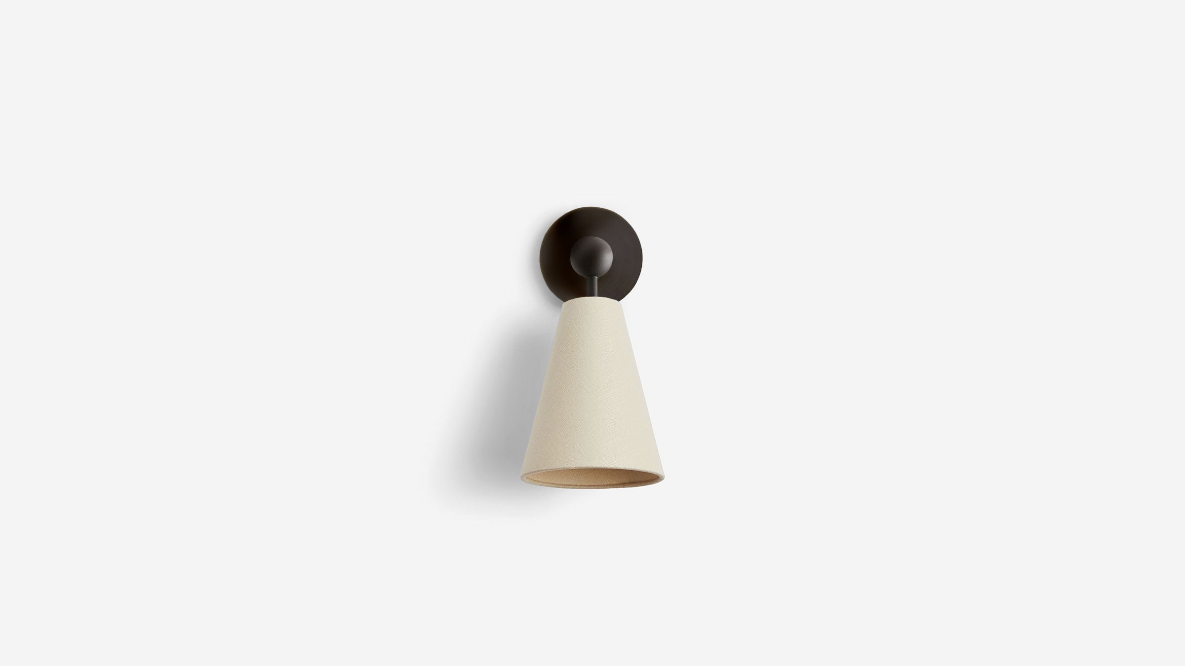 Workstead Pendolo Sconce Small in Hand Finished Bronze with Natural Linen shade