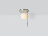 Workstead Signal Pendant Flush Mount in Brushed Nickel, illuminated