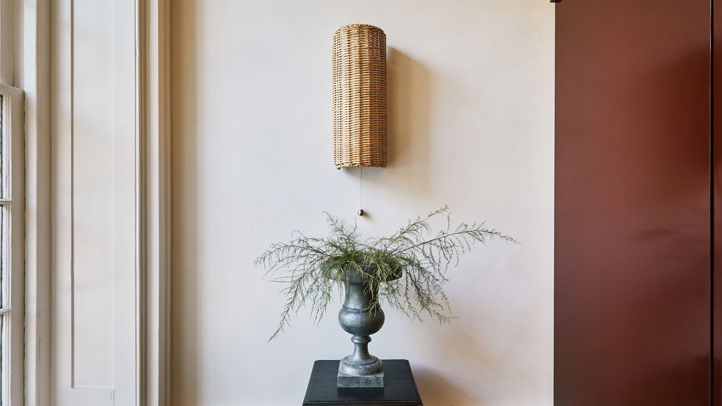 Workstead Woven Vault Sconce with rattan shade